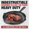 Granitestone Pre-Seasoned Cast Iron 12" Skillet, , large