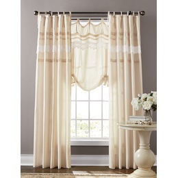 Pleated Cluny Lace Panel and Tie Shade, , large