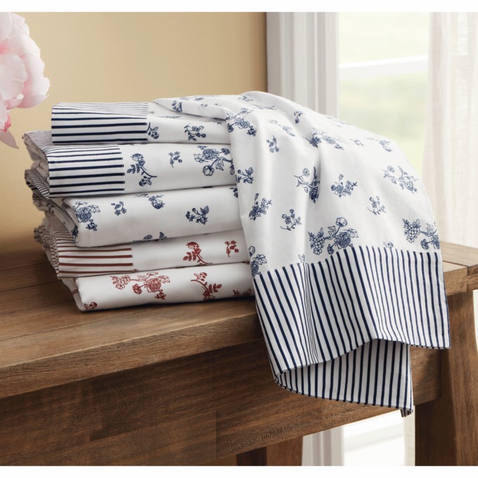 Stripe and Floral Sheet Set, , large