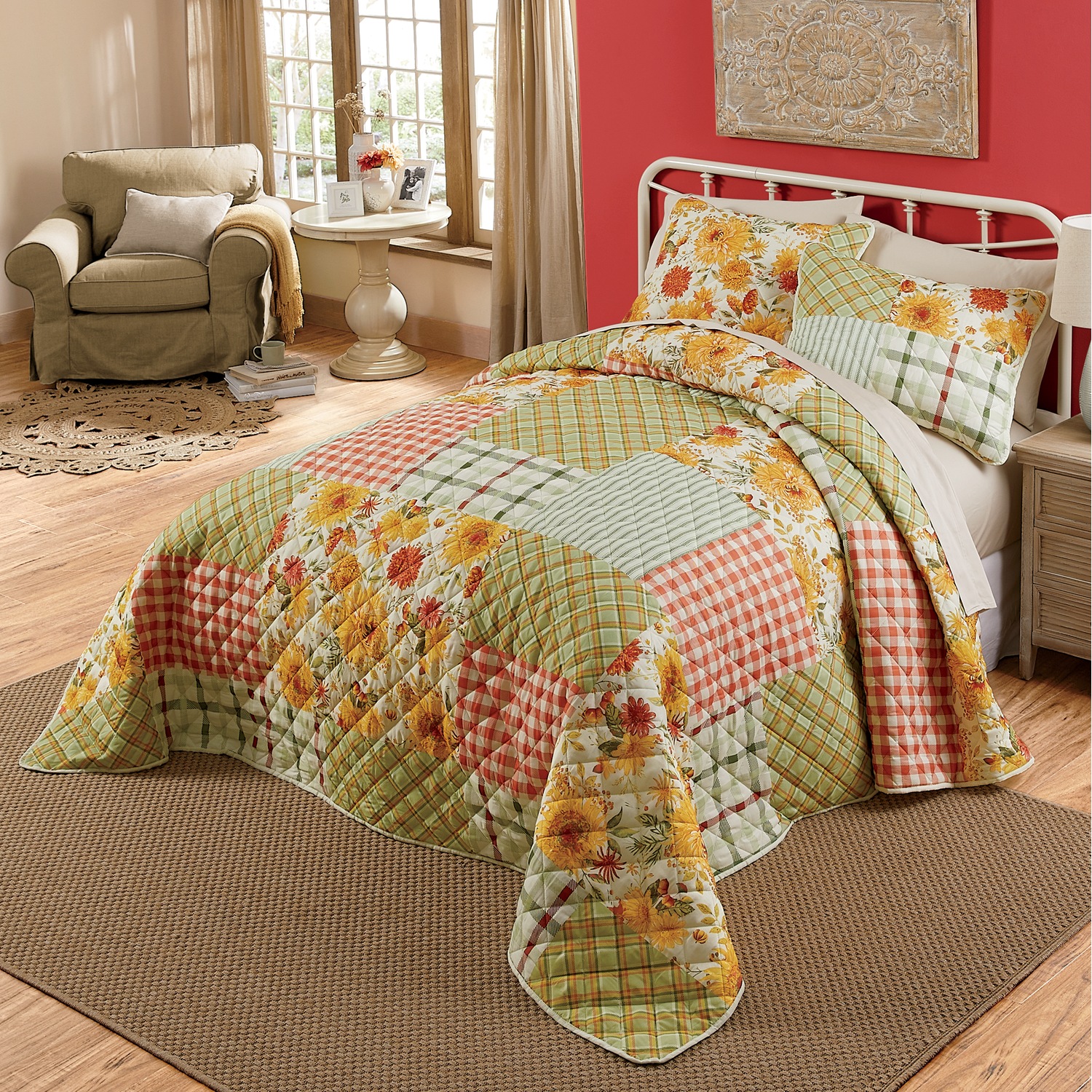 Sunflower Gingham Bedspread Country Door