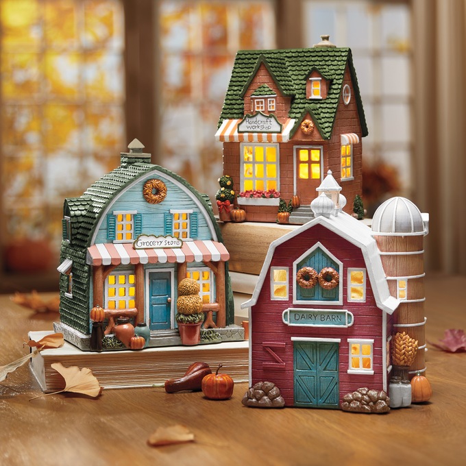 Harvest Town LED-Lit Hand-Painted Resin Buildings, , large