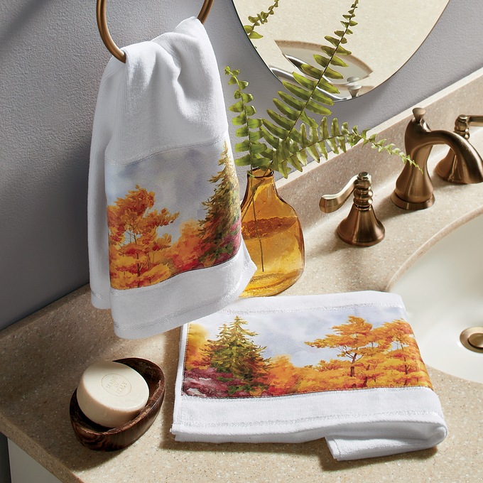 Set of 2 Fall Prayer Hand Towels, , large