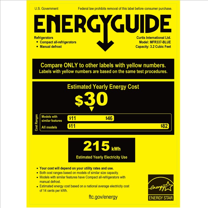 Montgomery Ward 3.2 cu. ft. Contemporary Fridge/Freezer, Gray or Blue, , large