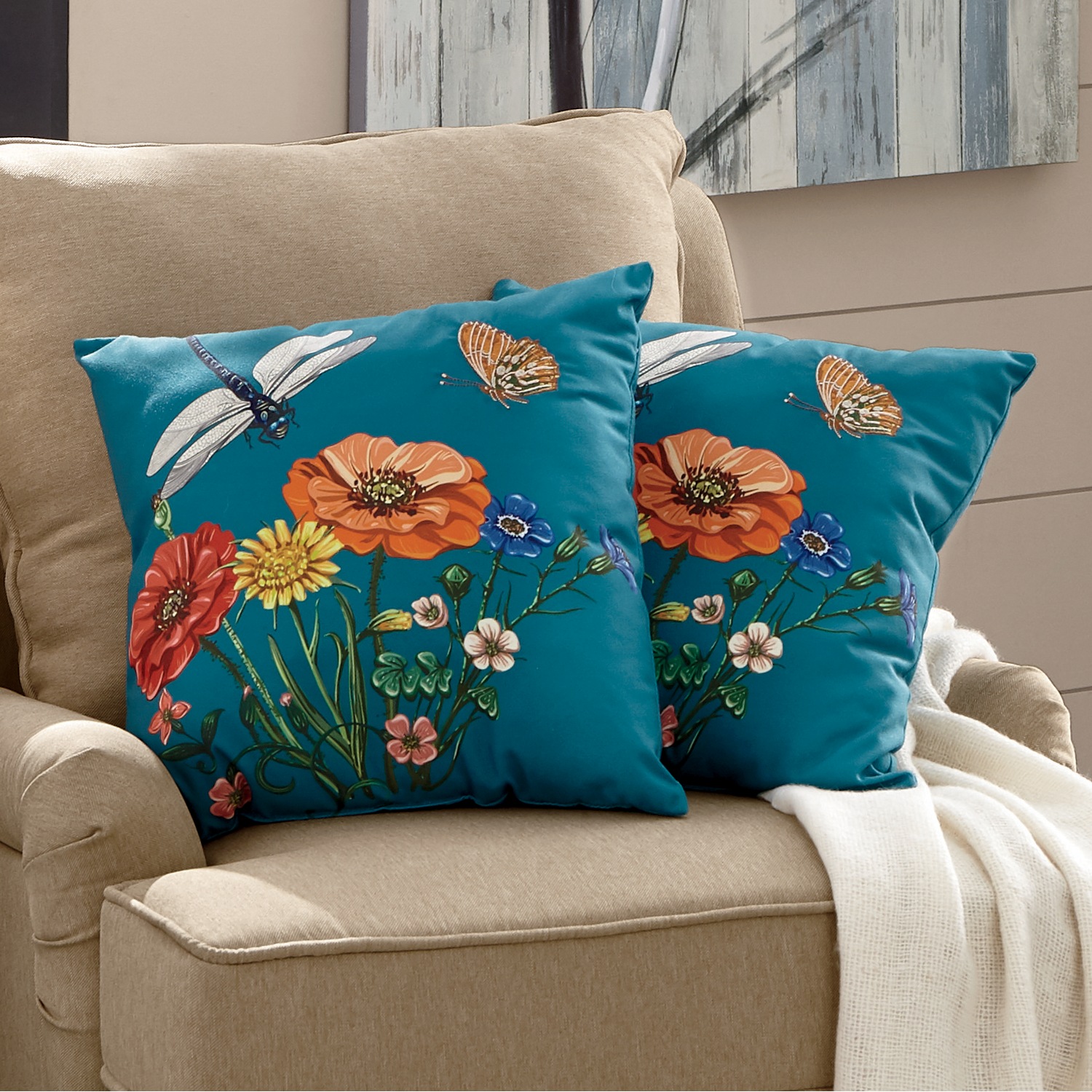 Dragonfly Cut Flowers Pillow Country Door