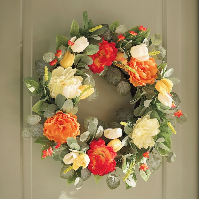 Summertime Peony and Tulip Wreath, , large