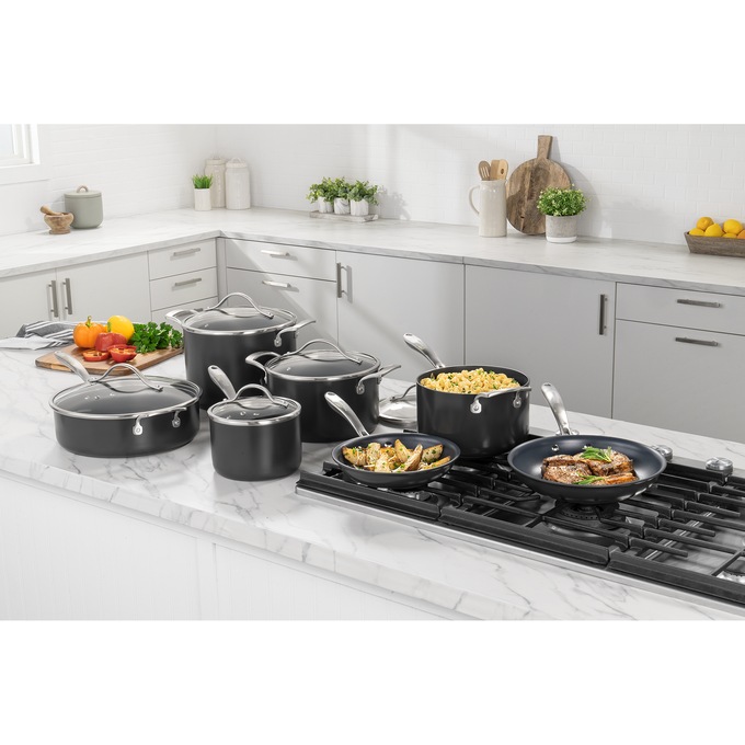 Guy Fieri Flavortown 12-Piece Laser Titanium Cookware Set, Black, large