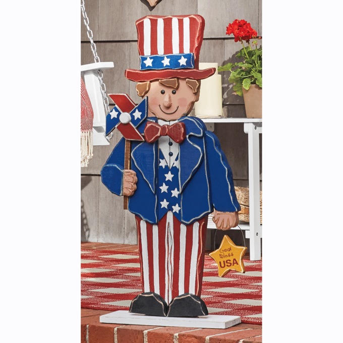 Chunky Wood Patriotic Girl or Boy, , large