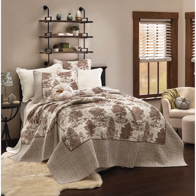 Driftwood Toile Oversized Quilt and Sham, , large