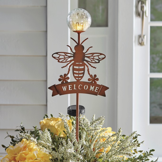 Bee Welcome Solar Stake, , large