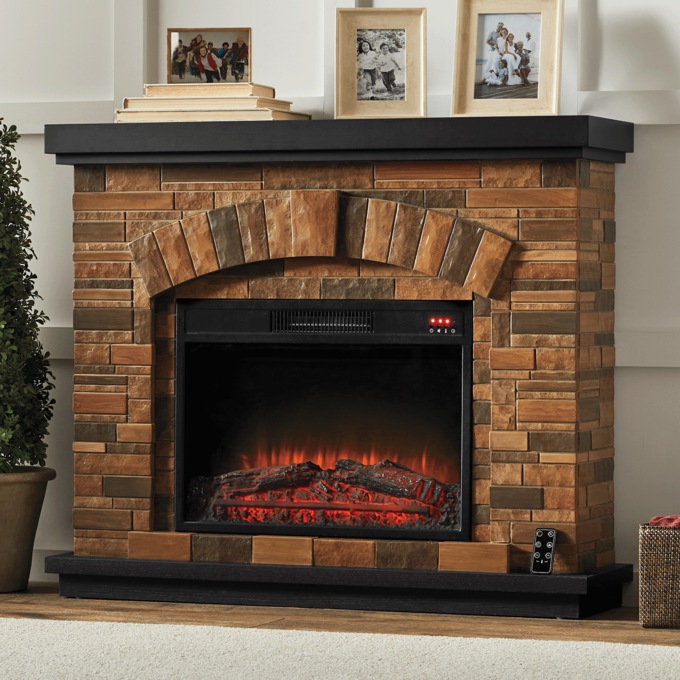 Brick Mantel Fireplace , , large