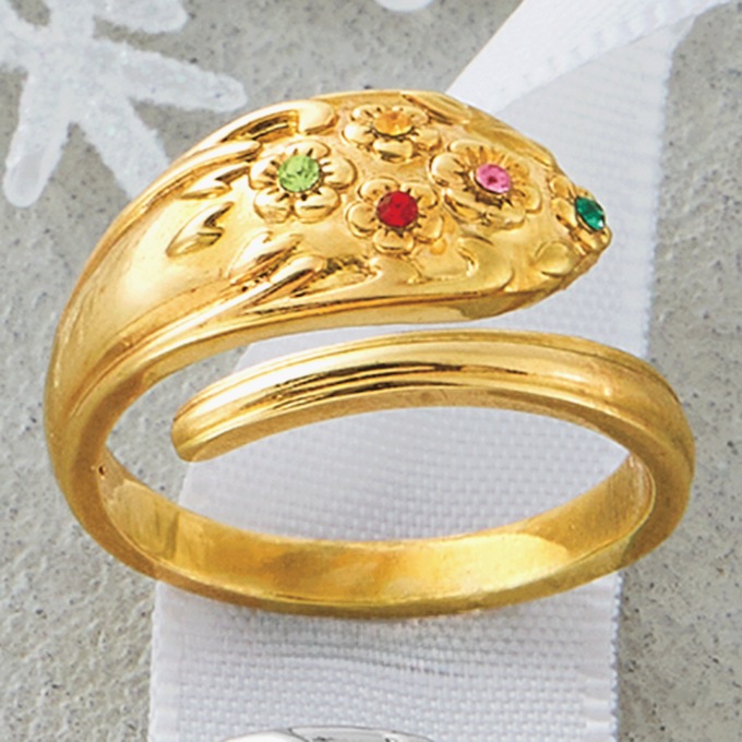 Birthstone Spoon Ring, , large