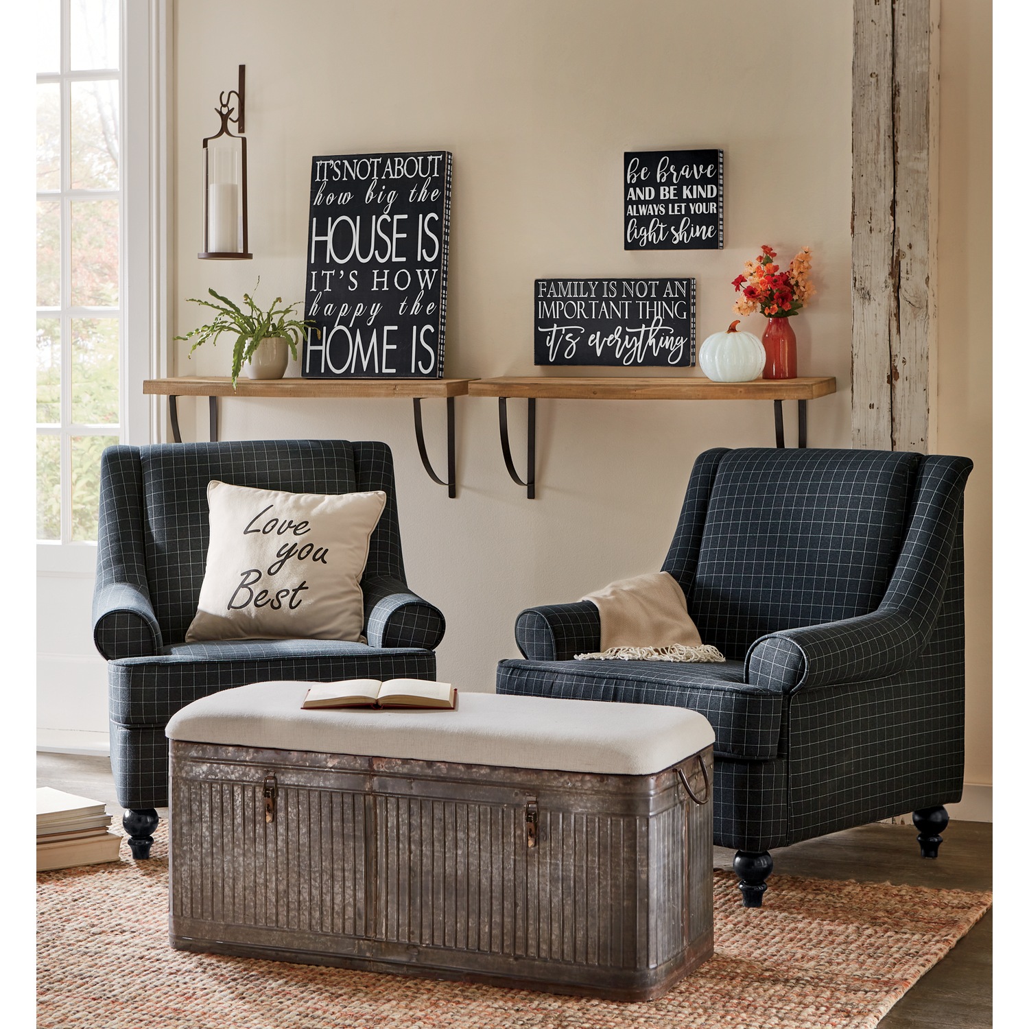 Galvanized metal store storage bench