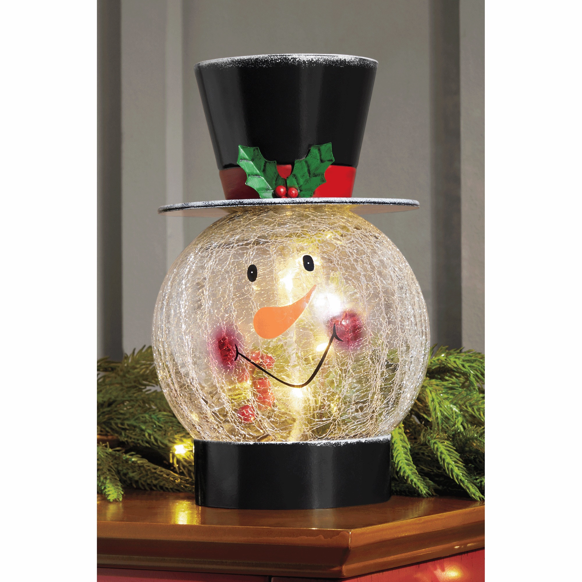 Glass Snowman Lantern, , large