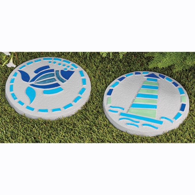 Set of 2 Coastal Garden Stones, , large