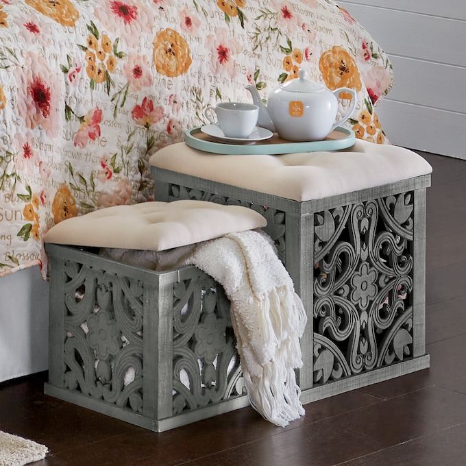 Set of 2 Romantic Storage Trunks, , large