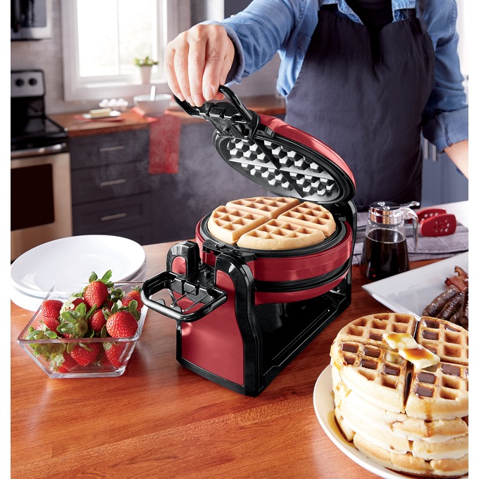 Double Waffle Maker by Ginny's, Delicious Red, large