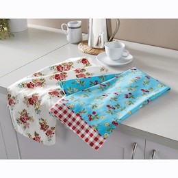 Set of 2 Retro Floral Kitchen Towels, , large