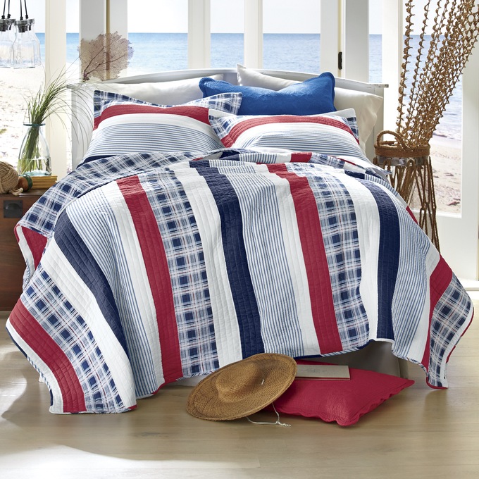 Nautical Stripe Oversized Quilt And Sham Country Door
