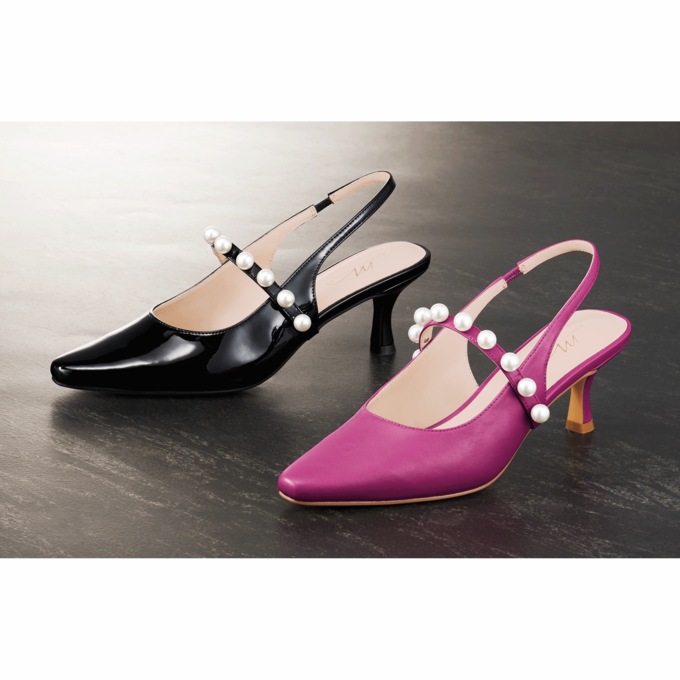 Faux-Pearl Strapped Slingback for Women with 2.5" Heel and Memory Foam, , large