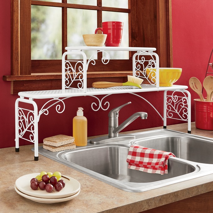 Tall Faucet Scroll Sink Shelf - Delicious Red