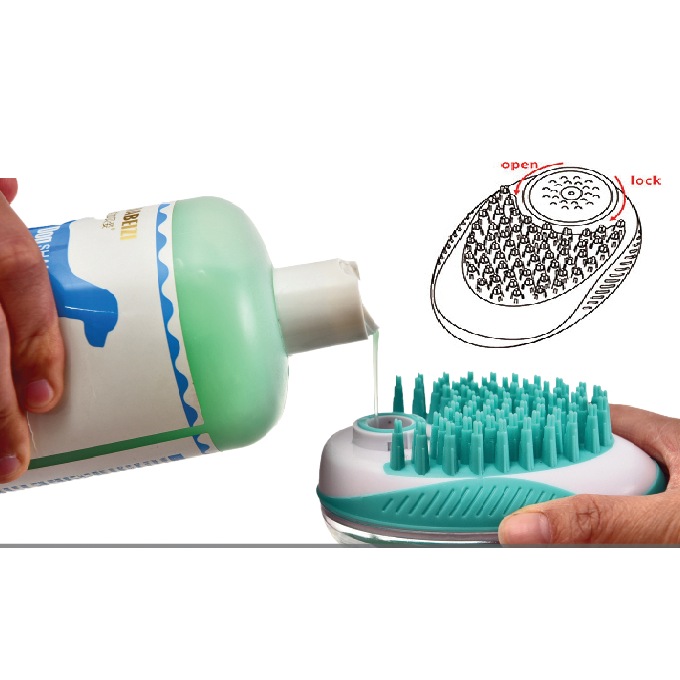 Pet Life Swasher Shampoo Dispensing Massage and Bathing Brush, , large