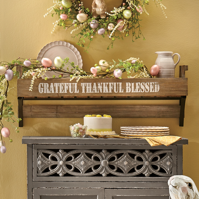 Grateful Thankful Blessed Shelf Country Door