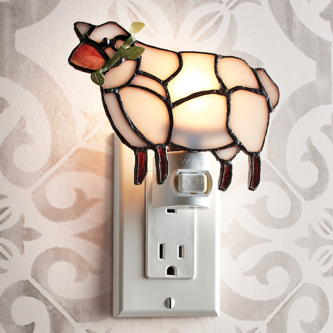 Stained Glass Farmhouse Sheep Night-light, , large
