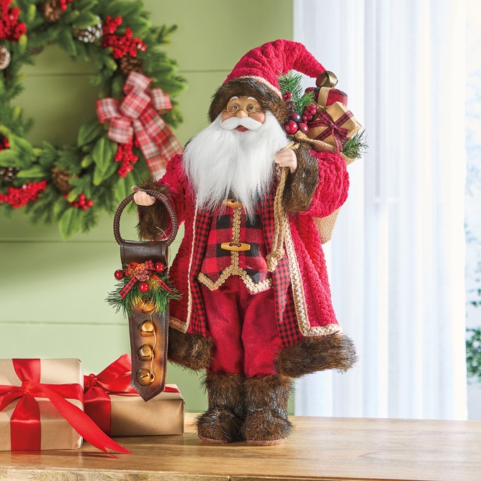Farmhouse Animated Musical Santa Figurine, Multi, large