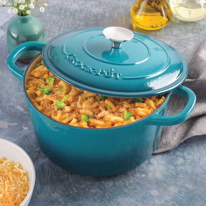 Crock Pot Artisan 5-qt. Enameled Cast Iron Dutch Oven with Lid, Teal Ombre, large