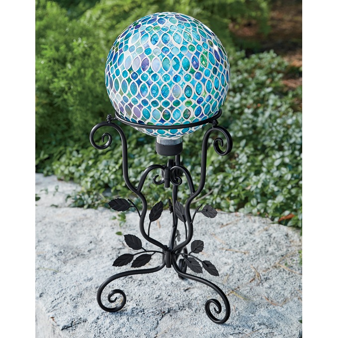 Metallic Gazing Ball with Stand, , large