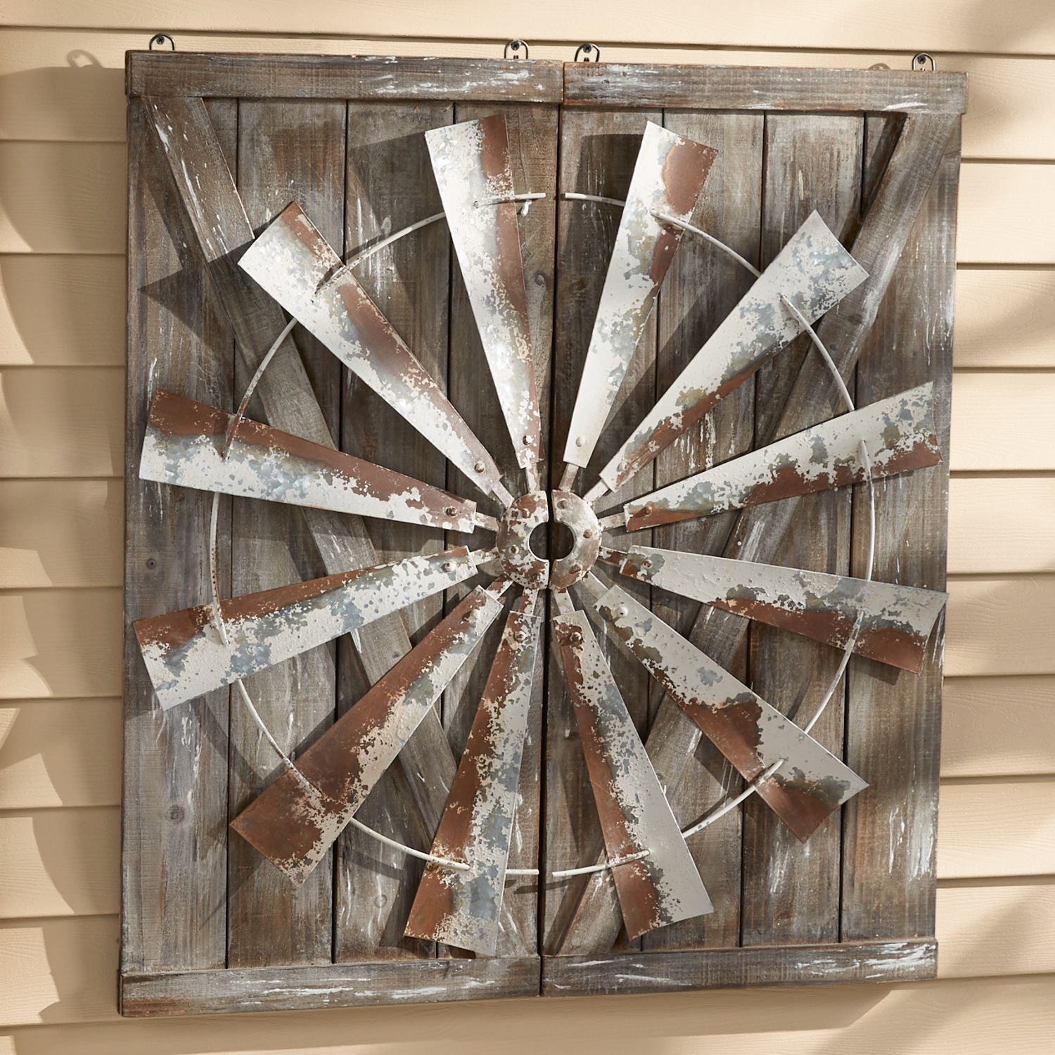 Wood And Metal Windmill Decor Country Door