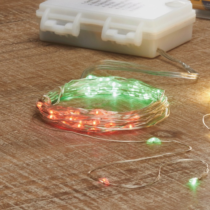 Red and Green Microdot LED String Lights, , large