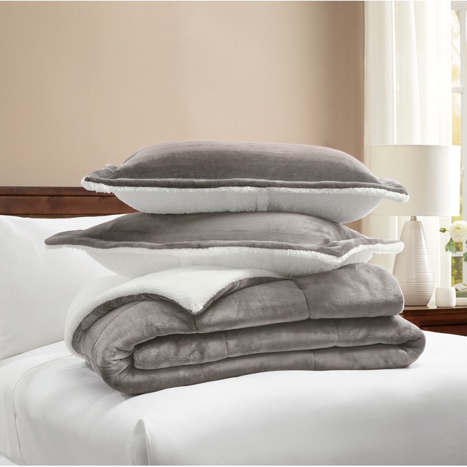Plush Reversible Down-Alternative Comforter Set, , large