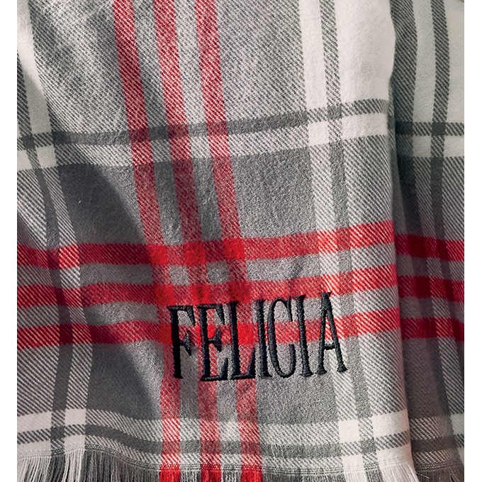 Plaid Fringed Throw, , large