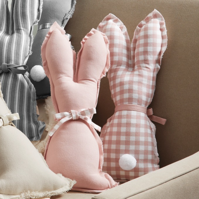 Set of 2 Bunny Silhouette Pillows, , large