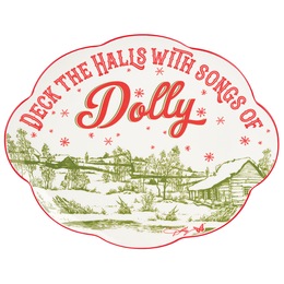 Dolly Parton Holiday Toile 12-Inch Oval Platter, , large