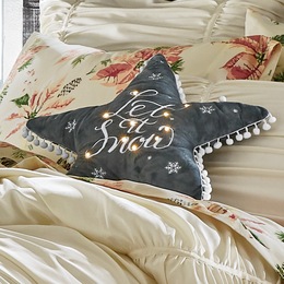 Let It Snow Star LED Pillow, , large