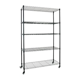 Wide 5-Tier Rolling Metal Wire Storage Rack with Wheels, , large