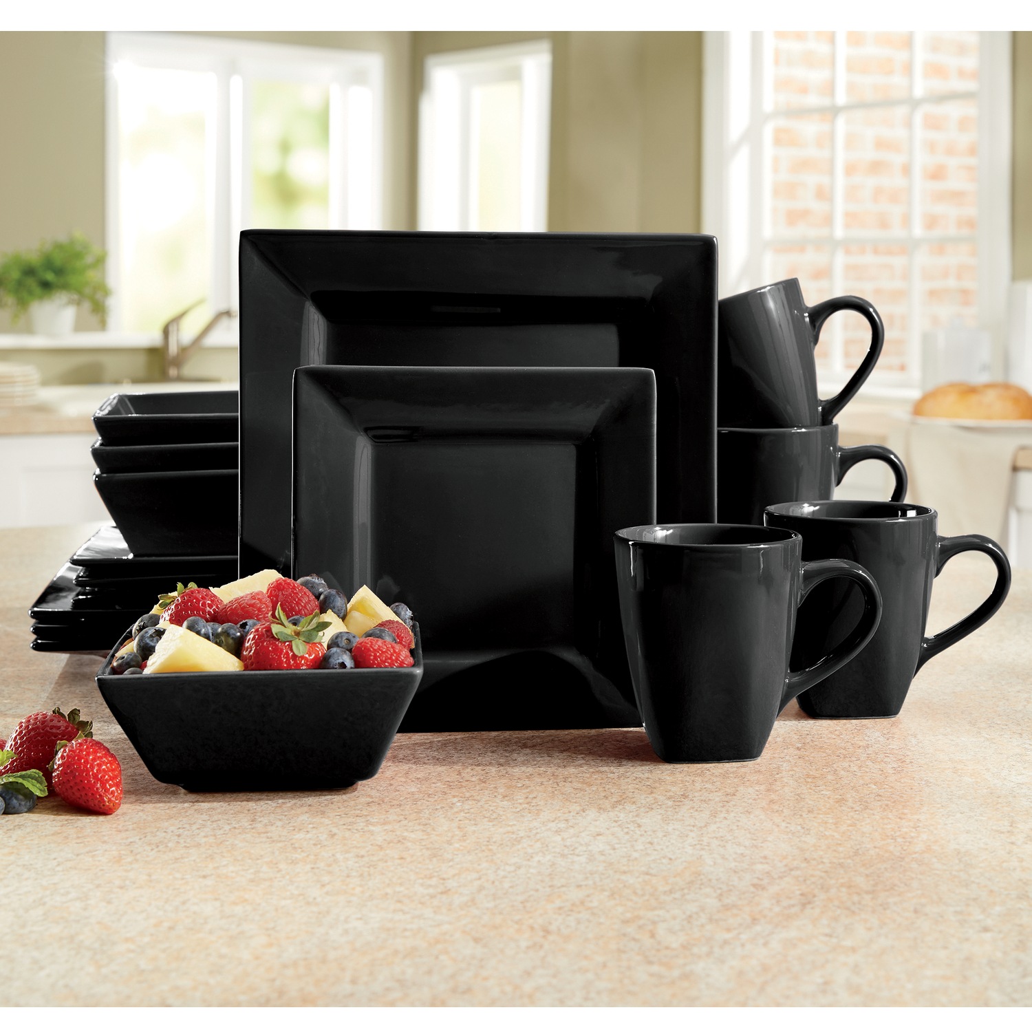 Black square dinnerware sets top