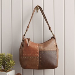 Carmel Stud Panel Handbag, , large