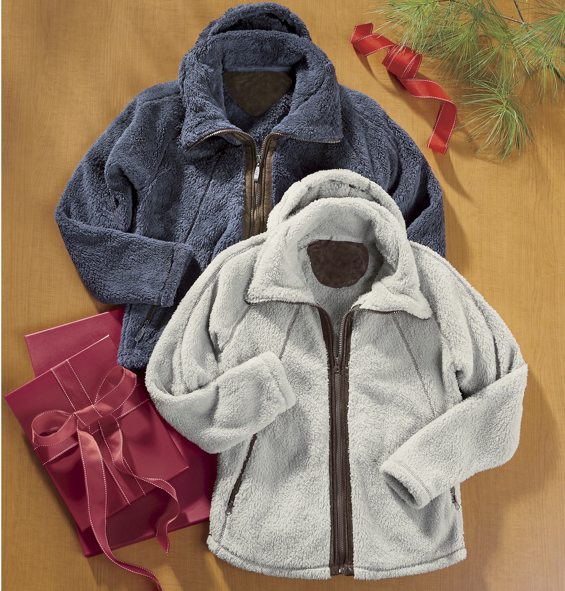 Fuzzy fleece hooded jacket clearance