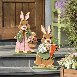 Chunky Wood Cutouts Lit Bunnies, , large