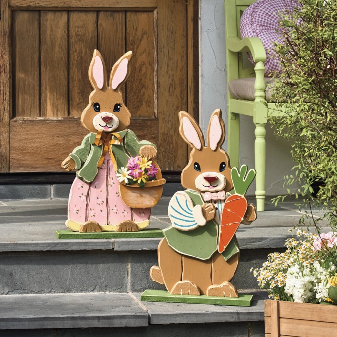 Chunky Wood Cutouts Lit Bunnies, , large