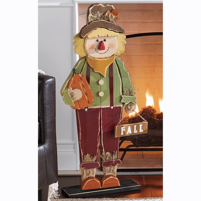 Chunky Wood Scarecrows, , large