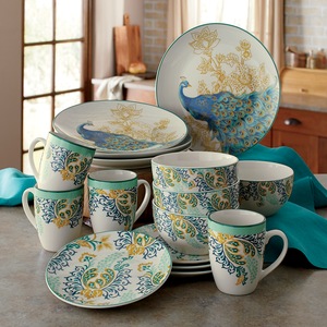 16-Piece Peacock Dinnerware Set, , large