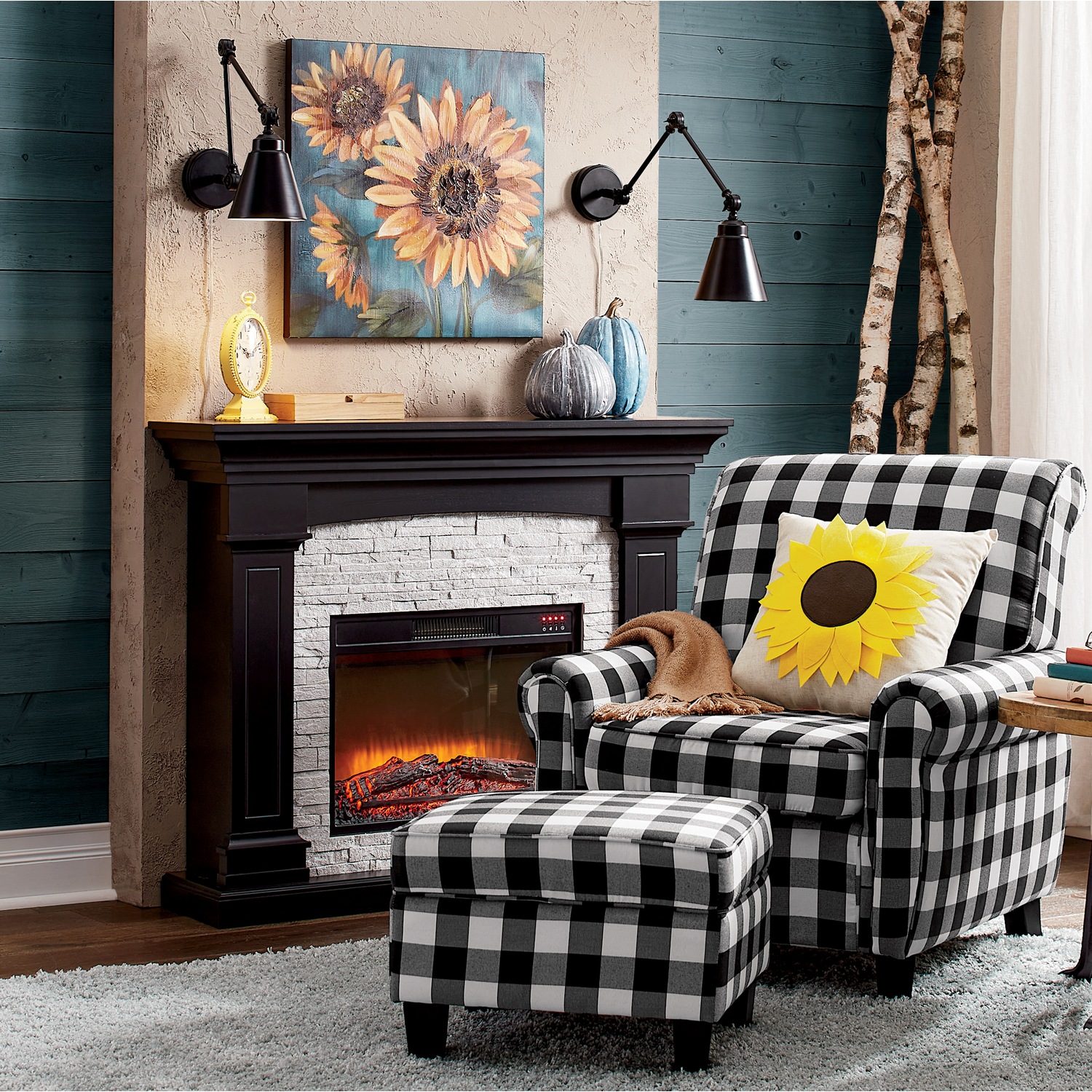 Faux top brick fireplace