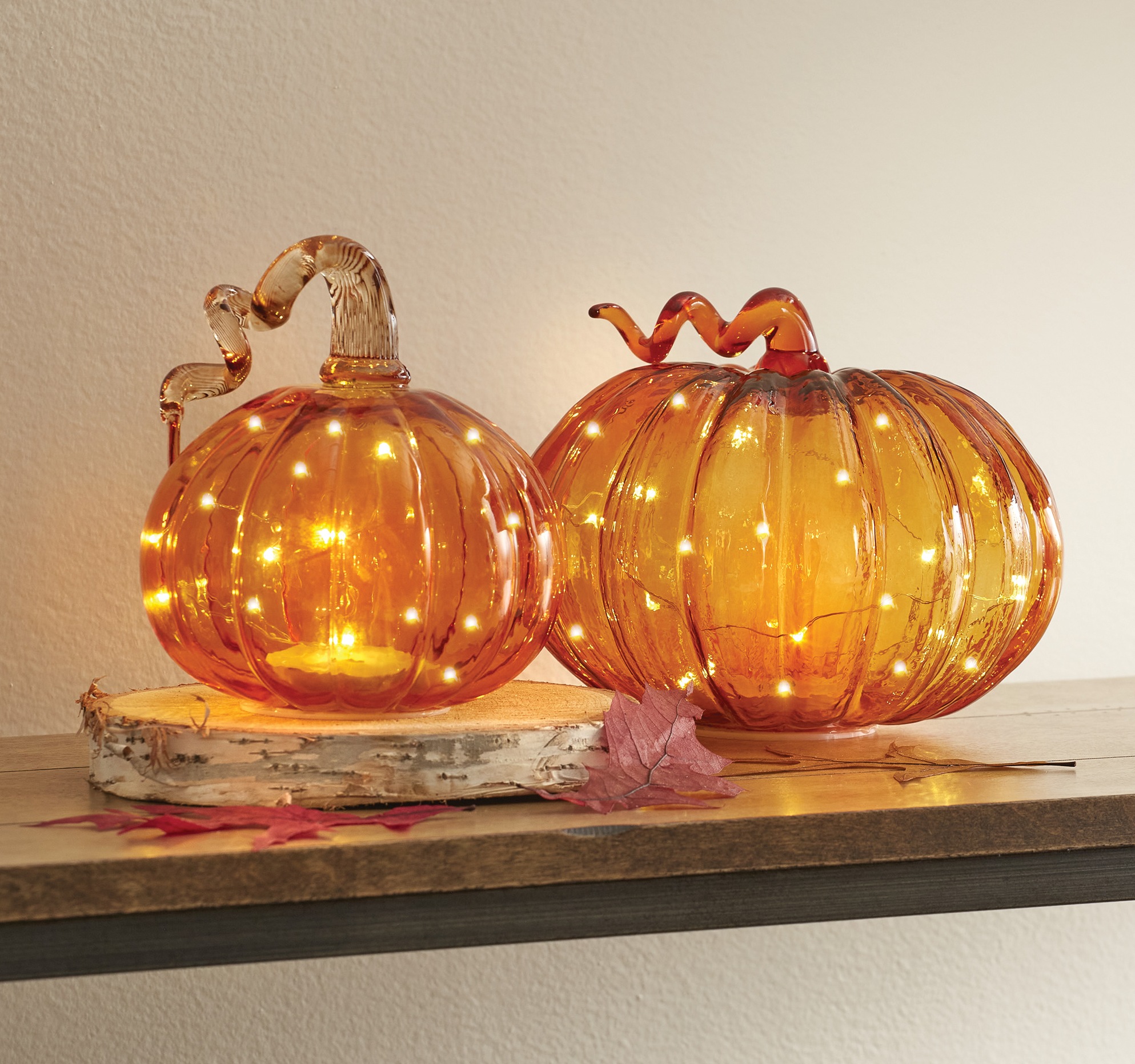 Two Glass Orange Pumpkins