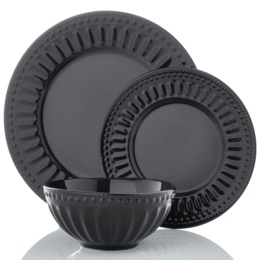 12-Piece Embossed Round Dinnerware Set, , large