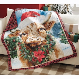 Christmas Cow Quilted Throw, , large