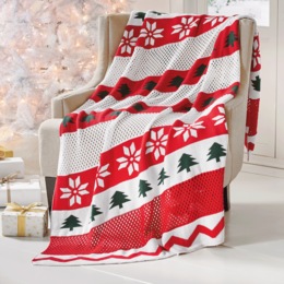 Mixed Knit Christmas Throw, , large